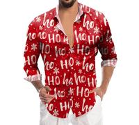 Christmas Shirt Men's Long Sleeve Shirt with Christmas Snowman Print Christmas Shirts Casual Shirt Men's Funny Winter Christmas Pattern Shirts Long Sleeve Shirt