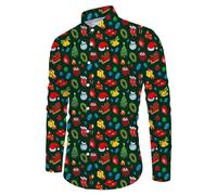 Christmas Shirt Men's Long Sleeve Shirt with Christmas Snowman Print Christmas Shirts Casual Shirt Men's Funny Personalised Shirts Long Sleeve Shirt Christmas Pattern Christmas Shirt