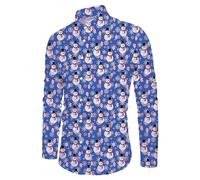 Christmas Shirt Men's Long Sleeve Shirt with Christmas Snowman Print Christmas Shirts Casual Shirt Men's Funny Printed Shirts Long Sleeve Shirt Christmas Pattern Christmas Shirt