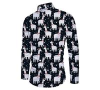 Christmas Shirt Men's Long Sleeve Shirt with Christmas Snowman Print Christmas Shirts Casual Shirt Men's Funny Festive Xmas Shirts Long Sleeve Shirt Christmas Pattern