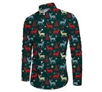 Christmas Shirt Men's Long Sleeve Shirt with Christmas Snowman Print Christmas Shirts Casual Shirt Men's Funny Novelty Shirts Long Sleeve Shirt Christmas Pattern Xmas Blouse