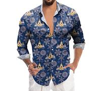 Christmas Shirts for Men Adult, Men Shirts Long Sleeve Casual, Funny Crewneck Long Sleeve Novelty Jumpers Ugly Xmas Pullover Hilarious Fancy Dress Top Regular Fit Funny Funky Shirts Santa Gifts