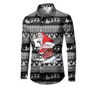Christmas Shirts for Men Adult, Mens Shirts Slim Fit, Funny Crewneck Long Sleeve Novelty Jumpers Funny Funky Shirts Santa Gifts Regular Fit Hawaiian Costume Festive Holiday Party