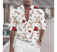 Christmas Shirts for Men Funny Christmas Shirt Men's Short Sleeve Funky Christmas Short Sleeve Shirt Buttoned with Reindeer Print Casual Christmas Shirt Christmas Costume Christmas Shirts for Festival