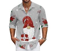 Christmas Shirts for Men Santa Claus Party Long Sleeve Button Down Shirts Family Christmas Outfits (UK, Alpha, XXL, Regular, Regular, #10)