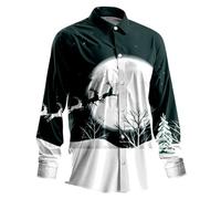 Christmas Shirts for Men UK Red Wine Glass Print Cotton Shirts Long Sleeve Lightweight Regular Fit Solid Button Casual Summer Shirt Snowman Costume Adult (Navy,XXL)