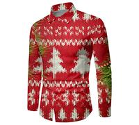 Christmas Shirts Mens, Shirts for Men Long Sleeve, Funny Crewneck Long Sleeve Novelty Jumpers Hawaiian Costume Festive Holiday Party Regular Fit Funny Funky Shirts Santa Gifts