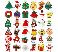 Christmas Shoe Charms, 36Pcs Cute Santa Elk Tree Santa Hat Snowman Xmas Croc Charms PVC Shoe Fits Clog Sandals Wristband, Christmas Shoe Decorations Party Gifts for Boys Girls Kids