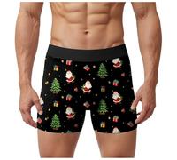 Christmas Shorts Men Xmas Shorts for Men Stretch Personalised Men’s Underwear Trunks Breathable Briefs UnderpantsFly Trunks Hipster Pants (B3-Dark Green, M)