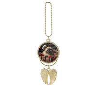 Christmas Siamese Cat Car Pendant, Rear View Mirror Hanging Ornament, Auto Decor for Rearview Mirror, Keychain Golden-Style