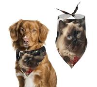 Christmas Siamese Cat Dog Bandana Washable & Adjustable Triangle Scarf, Breathable Pet Scarf for Small Medium Large Pets, Cute Fashion Pet Accessory
