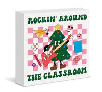 Christmas Sign Classroom Decor Xmas Rockin Around the Classroom Wood Block Sign Teacher Christmas Holiday Gifts