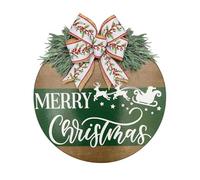 Christmas Signs - Front Door Signs For Home | Wooden Craft With Bow And Fake Plant Reindeer Pattern | Christmas Decorations For Living Room Party Yard Halloween Thanksgiving Kitchen Workplace