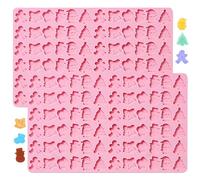 Christmas Silicone Chocolate Mold TAIZER 2PCS Christmas Tree Gingerbread Man Baking Mold Cookies Mould Candy Baking Pudding Tray Santa Claus Christmas Mini Gummy Silicone Mold Pet Treats Baking (Pink)