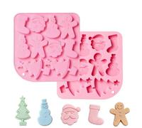 Christmas Silicone Chocolate Molds - 3D Chocolate Candy Molds in The Shape of Gingerbread Man, Christmas Tree, Santa Claus, Stocking and Snowman for Christmas and Holiday Baking