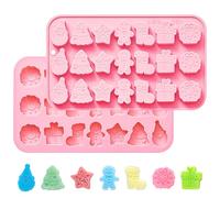 Christmas Silicone Chocolate Mould - 1pc Holiday Sweet Mould with Father Christmas, Tree, Gingerbread Man, Wreath, Boot, Star & Gift - Mini Food-Grade Moulds for Chocolate, Sweets & Ice