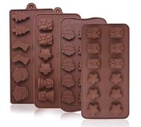 Christmas Silicone Chocolate Moulds, YuCool 4PCS Candy Jelly Baking Molds Gummy Bread Mold Trays with Christmas Themed Shapes for Chocolate Cake DIY for Xmas Party Cake Decoration