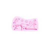 Christmas Silicone Fondant Mold Sugarcraft Cupcake Toppers Reindeer and Santa Sleigh Scene & Holiday Icons Mold (Sleigh (Cake Topper))
