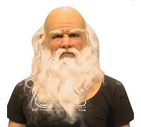 Christmas Silicone Headgear, Adult Christmas Santa Beard Wig Hat Set, Costume Deluxe Latex Face Ma sk Value Realistic Headgear, Old Man Performance Props