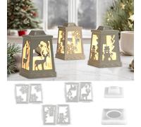 Christmas Silicone Mold Kit, DIY Candle Holder Maker, Easy Demolding, for Use with Resin Wax and Plaster, Holiday Decor and Gift Creation, with Deer Snowman and Snowflake Designs (A)