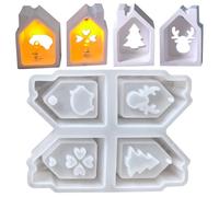 Christmas Silicone Mould, 4-Piece - For Candles, Epoxy Resin & DIY Christmas Decorations - The Perfect Mould for Christmas Village Decoration, Gifts & Crafts