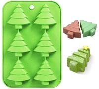 Christmas Silicone Mould, BREEZO Large 6 Cavities Christmas Tree Chocolate Moulds Soap Candy Cake Muffin Jelly Trays Baking Molds for Home Party Christmas Xmas Cake Decoration