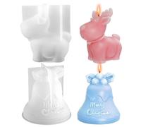 Christmas Silicone Moulds 2Pcs 3D Reindeer ＆ Bell Christmas Resin Moulds DIY Epoxy Casting Resin Mould for Making Wax Aromatherapy Candle Soap Ornament Decor Xmas Decor