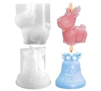Christmas Silicone Moulds 2Pcs 3D Reindeer ＆ Bell Christmas Resin Moulds DIY Epoxy Casting Resin Mould for Making Wax Aromatherapy Candle Soap Ornament Decor Candle