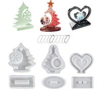 Christmas Silicone Moulds, 6 Pieces Christmas Candle Holder | Reusable Moulds with Built-in Photo Frame for Holiday Decoration, Indoor Thanksgiving, Autumn, Halloween Home