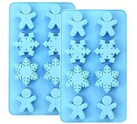 Christmas Silicone Moulds, BREEZO 2PCS Snowflake Snowmen Chocolate Moulds Soap Candy Cake Muffin Jelly Trays Baking Molds for Home Party Christmas Xmas Cake Decoration