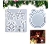 Christmas Silicone Resin Moulds, 2-Piece Set, Snowflake, Elk, Star, Christmas Tree Ornament, Ideal for Epoxy Casting and DIY Craft, Perfect for Resin Christmas Decorations