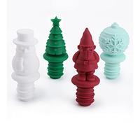 Christmas' Silicone Wine Stoppers, Reusable Wine Stopper, Decorative Drink Bottle Stopper for Keeping Wine Fresh, Set of 4 Christmas Gifts: Christmas Tree, Santa Claus, Snowflake and Snowman