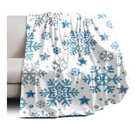 Christmas Silver and Blue Glittering Snowflakes Throw Blankets Soft Warm Fleece Lightweight 50in×60in Blanket for Women Men Cozy Couch Living Room Decor Bed Essentials