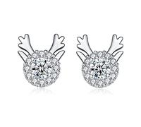 Christmas Silver Stud Earrings for Women Girls, 925 Sterling Silver Snowflake Reindeer Santa Claus Studs Earring, Xmas Tiny Cartilage Small Sleeper Stud Earrings Gift for Christmas Birthday