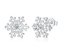 Christmas Silver Stud Earrings for Women Girls, 925 Sterling Silver Snowflake Reindeer Santa Claus Studs Earring, Xmas Tiny Cartilage Small Sleeper Stud Earrings Gift for Christmas Birthday