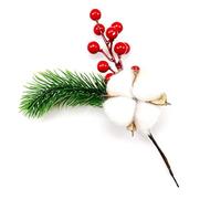Christmas Simulation Pine Cone Branch Snowflake Berry Tree Branch Holiday Decoration Simulation Plant(A4)