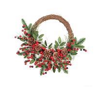 Christmas Simulation Wreath Wall Decoration Red Green 50 x 45 cm for Indoor and Outdoor Door Wall Hanging Holiday Atmosphere Durable Classic Christmas Note Easy Assembly for Home Office