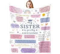 Christmas Sister Blanket Gifts from Sis, Personalised Birthday Present for Little/Big Sis, Sisters Gift on Wedding Graduation Valentine's Day, To My Sisters Blankets Soft Cozy Flannel White Throw