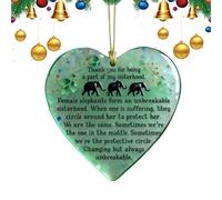 Christmas Sisterhood Ornament - Elephant Heart Symbol Charm, Clear Acrylic Artwork, Sentimental Decorative Piece, Polished Edge Pendant With Inspirational Message | Ideal For Gifting To Women Friends