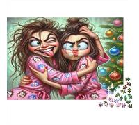 Christmas Sisters Jigsaw Puzzles 1000Pc Recycled Paper for Adults Puzzle for Adults Educational Game Decompression Fun Home Activity Great Gift for Women Men 52x38cm/1000pcs