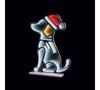Christmas Sitting Dog With Hat Infinity Mirror 60cm - Multicoloured 3D Double Sided LED Light Effect