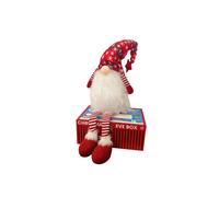 PMS VFM - Red 55cm Sitting Gonk Quirky Festive Nordic Scandi Christmas Decoration - Luxury Knitted & Felt Xmas Gnome Ornament With Snowflake & Stripes Pattern