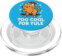 Christmas Skateboarding Cat in Santa Hat | Too Cool For Yule PopSockets PopGrip for MagSafe