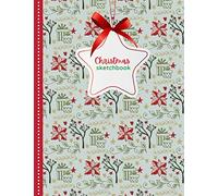 Christmas Sketchbook: Red Blue Festive Christmas Pattern / 8.5x11 Unlined Art Notebook for Kids Teens and Adults with Sketch Paper for Drawing - ... / Doodle Gift for People Who Love to Draw