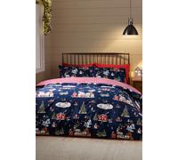 'Christmas Ski Village' Reversible Duvet Cover Set Catherine Lansfield Blue Double
