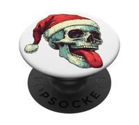 Christmas Skull, Santa Claus badass, music, Santa Claus gift PopSockets Adhesive PopGrip