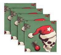 Christmas Skulls decorative napkin kitchen fiesta reusable napkins washable eco friendly set of 4 servilletas de tela para mesa navidad