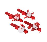 Christmas Slap Bands Collection, Four Festive Bracelets with Plush Animal Toppers, Wrist Accessories for Exchange Activities, Role Play, Seasonal Celebration Treats Slap Bands Festive Wrist Toys