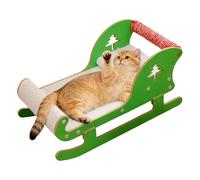 Christmas Sled Cat Scratching Board - Durable Corrugated Cardboard pet Scratcher Lounge Bed, Scratch-Resistant Interactive CattyToy, Detachable & Easy To Assemble, Holiday Sleigh Design For Indoor Cat