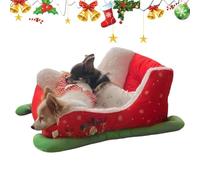 Christmas Sled Dog Bed - Christmas Theme Pet Bed, Christmas Pet Sofa Cat Bed | Christmas Sled Dog Beds Durable Christmas Holiday Themed Pet Bed, Easy to Use Funny Red Christmas Cat and Dog Bed for